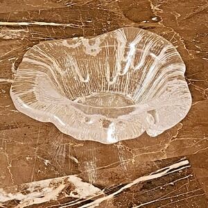 Vintage Blenko Clear Decorative Abstract Bowl/ Ashtray